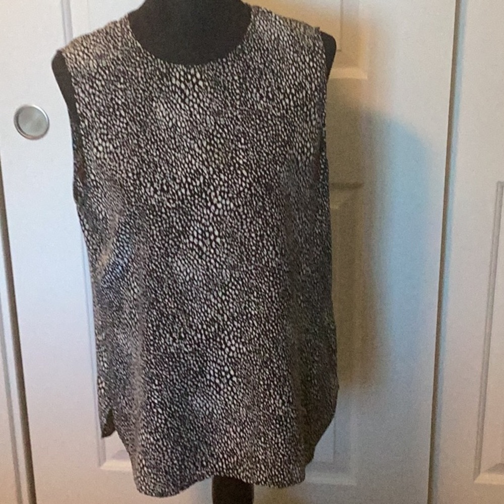 Equipment Black and White Patterned Top L